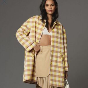 Maeve Yellow and Cream Plaid Coat